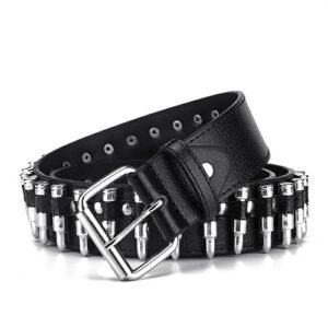 Hollow Bullet Decoration Belt Fashion Ladies Leather Studded