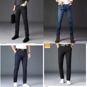 2Pcs Stock Jeans & 2Pcs Chinos Pant For Men - Black, Blue