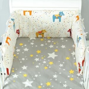 Baby Bed Crib Bumper UShaped Detachable Zipper Cotton Newborn Bumpers Infant Safe Fence Line Bebe Cot 160x30cm