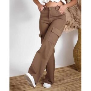 Brownie Solid Cargo Pants Women  Plus Free Scrunchies