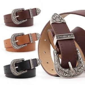 European and American New Ladies' Pin Buckle Belt Three-Piece Retro Popular High Quality Wide Belt Belt