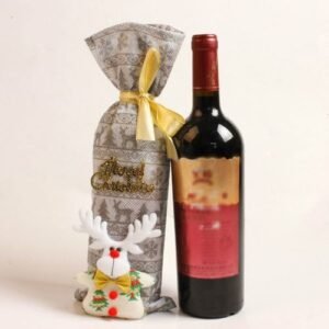 For Christmas 2 PCS Christmas Decoration Bottle Set Wine Bag Christmas Day Atmosphere Layout, Random Pattern Delivery Christmas Decoration Bottle Bag
