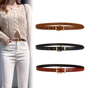 Retro Casual Trendy Slim Leather Girls Belt For Dressing