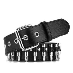 (black 105cm)GAOKE Hollow Bullet Decoration Belt Fashion Ladies Leather Studded Gift Man's Got OLN