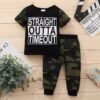 0-4Y Baby Boys Personality Design Short Sleeves T-shirt Camou Long Pants