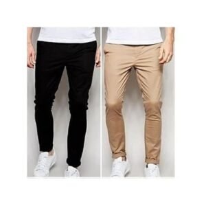 2 In 1 Men Quality Chinos- Black And Dark Brown With 2 Belts