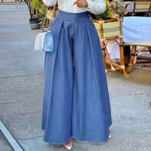 3 Women High Waist Demin Wide Leg Pants Vonda Casual Palazzo Hot Pants