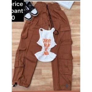 Cargo Joggers Pants +Free Crop Top