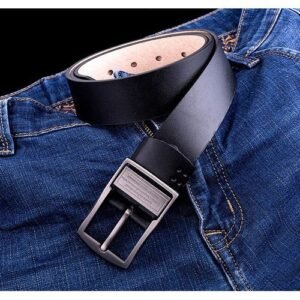 Men's Quality Leather Mens Black Buckle Belt