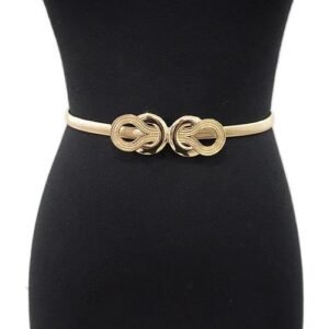 Bold Bow Fitted Skinny Belt- Gold
