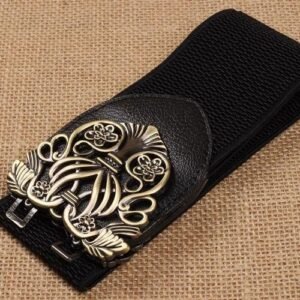 Best-selling Korean version of the palace retro carved wide belt ladies all-match elastic waist belt wide belt