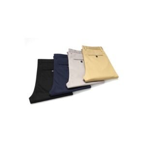 4 Pcs High Quality Chinos- Navy Blue, Gray, Black And Carton Colour