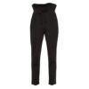 Cotton Rich Paperbag Waist Tapered Trousers-BLACK