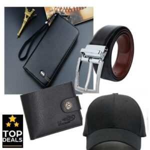 4-in1 Super Unisex Combo Wallets, Cap & Reversible Belt