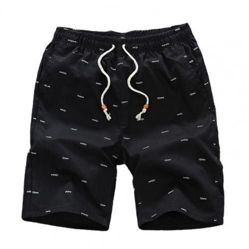 2022 Summer New Shorts Men Mid Rise Fish Bone Print Men Shorts Loose Drawstring Pockets Short Pants Bottoms High Quality Shorts