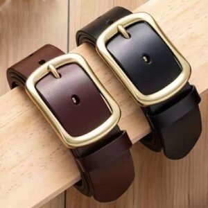 100% Cow Leather Mens Belt, High Quality Coffee Brown & Black