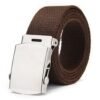 Plate Buckle Men's Jeans Belt Retro Woven Canvas Personality Ladies Belts Coffee