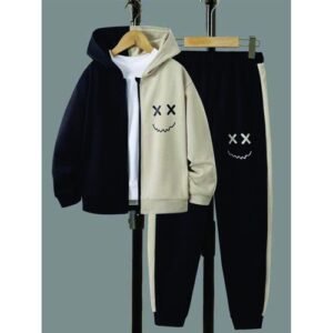 New Set Of Black And Brown Jacket And Joggers With Prints