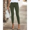 (Army Green)Women Autumn Trousers High Waisted Pant Women Office Gray Chic Elegant OL Workwear Pencil Pants  Tight Elastic Pants S-5XL DOU
