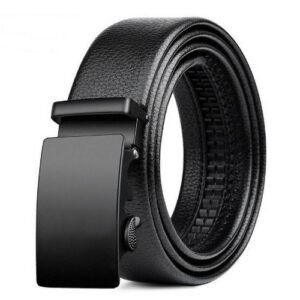 Classy Men's  Leather Belt  Automatic Buckle Belts -Black