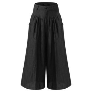 (black)Women Autumn Trousers Fashion Wide Leg Pants Casual High Waist Long Pantalon Palazzo Female Solid Turnip WEF