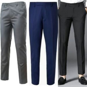 3 Pieces Smart Trousers For Men - Black + Ash + Royal Blue