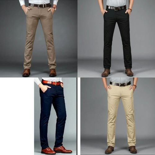 4in1 Bundle Chinos For Men- Black + Navy Blue + Milk + Carton Color...