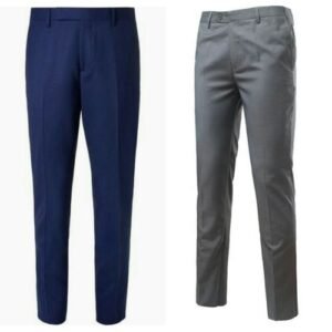 Two Pieces Smart Trousers For Men - Royal Blue + Ash