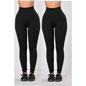 2  In 1 High Waist Slimming Leggings - Black