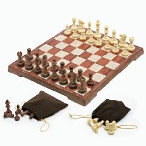 Classical International Chess Checkers Folding Magnetic High-grade Wood WPC Grain Board Chess Game English Version