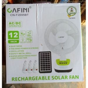 12 Inches Rechargeable Table Fan With Bulbs