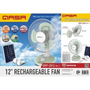 Qasa 12 Inches Rechargeable Solar Table Fan Brand: Qasa -
