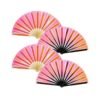 4Pcs Foldable Holographic Fan for Burlesque Women Men Rainb