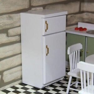 Miniature Kitchen Furniture White Wooden Fridge Refrigerator Freezer Children Toy Decor Classic Toys for Child Kids Gift ZXY9687