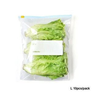 10Pcs Reusable Zipper Bag Stand Up Zip Shut Plastic Freezer Bag Fruit Vegetable Ziplock Kitchen Food Storage Organizer Pouch