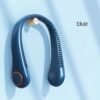 Blue Bladeless Neck Hanging Fan USB Recharge Outdoor Sports