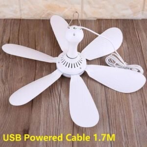 6 Leaves USB Ceiling Fan 5V Hanging Hook Tent Fans 16.5in