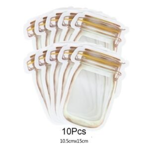 5/10Pcs Reusable Mason Jar Bottle Bag Freezer Food Storage Candy Snacks Zipper Bag For Travel Kitchen Organizer Sealed Fresh Bag