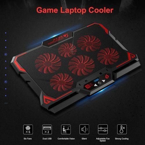 17inch Gaming Laptop Cooler Six Fan Led Screen Two