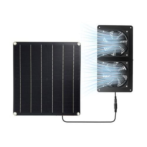 Solar Powered Fan, 20W Solar Panel & Dual Exhaust Fan Kit,
