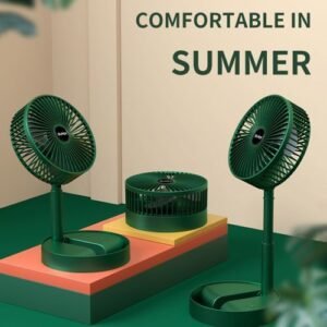 USB Rechargeable Fan, Foldable Mini Telescopic Fan - Green