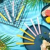 20x Freezer Stick Reusable Ice Cream Sticks For DIY Yellow And Pink