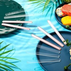 20x Freezer Stick Reusable Ice Cream Sticks For DIY Clear And Pink