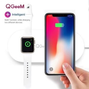 QGeeM 10W Qi Wireless Charger For IPhone 8/X Apple Iwatch Wireless Charging For Samsung S8/S8+/S7 Edge  USB Charger Air Power(WHITE)