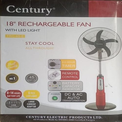 Century 18" Recargeable Standing Fan With Led Light.