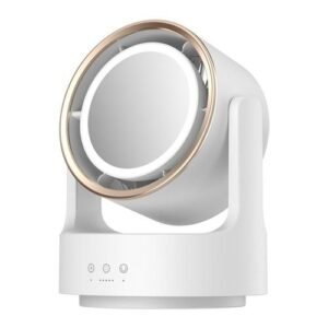 Fan with LED Light Cosmetic Mirror Rechargeable Oscillating