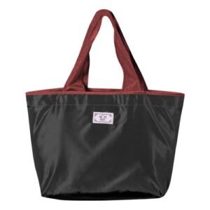 Durable Nylon Grocery Bag Waterproof Drawstring Shopper for Home Black