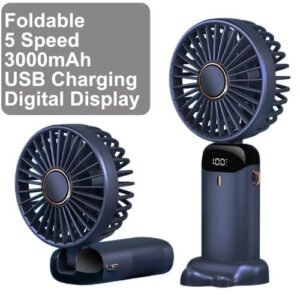 Mini Portable Fan, Foldable USB Fan, Cell Phone Holder -Blue