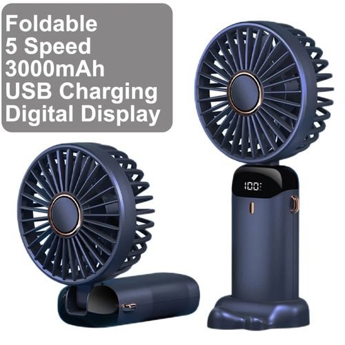 Mini Portable Fan, Foldable USB Fan, Cell Phone Holder -Blue