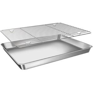 Baking Tray with Rack Set,Stainless Steel Bakeware and Cooli